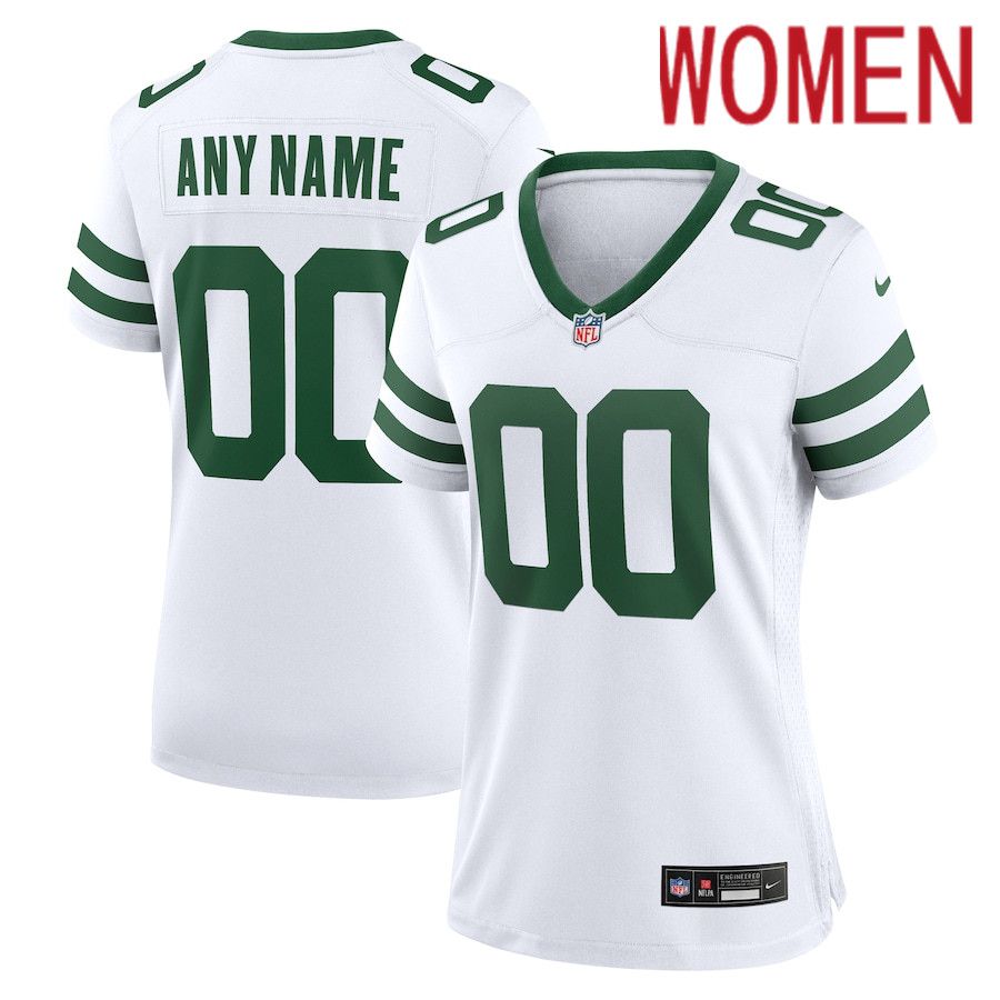 Women New York Jets Nike Legacy White Custom Game NFL Jersey